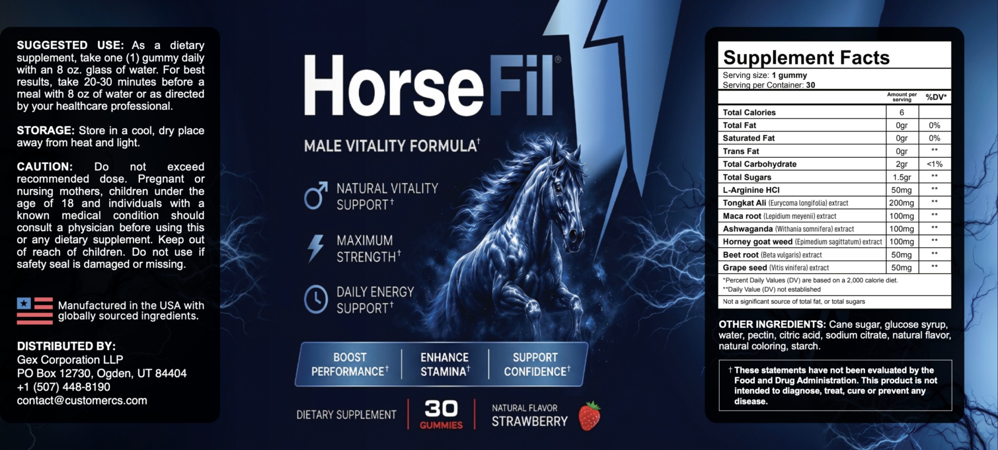 HorseFil Supplement Facts label