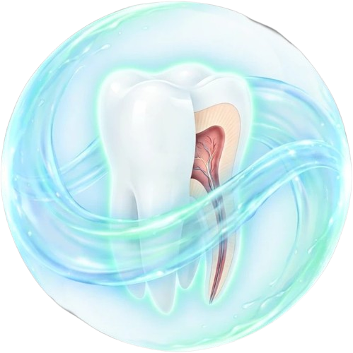Illustration of postbiotic protection around a tooth